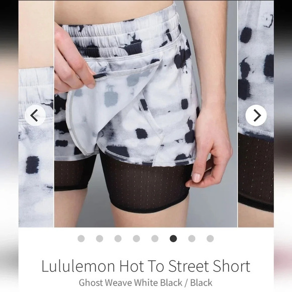 Lululemon Hot To Street Shorts with Mesh Under Layer BlacK White Ghost Weave 6 - Picture 6 of 16